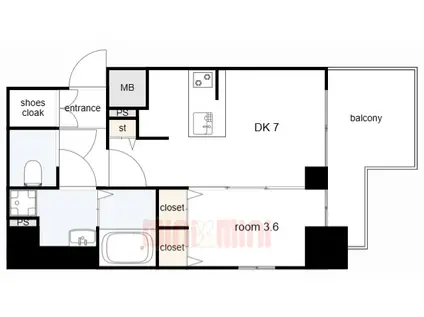 アドバンス神戸マーレ(1DK/2階)の間取り写真
