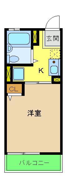 アミチミエⅠ(1K/1階)の間取り写真