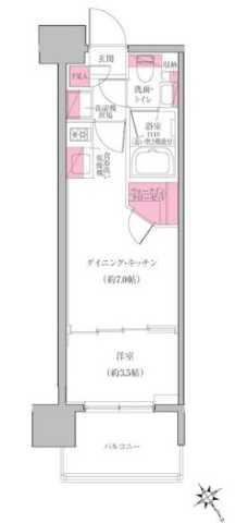 レジディア門前仲町プレイス(1DK/5階)の間取り写真