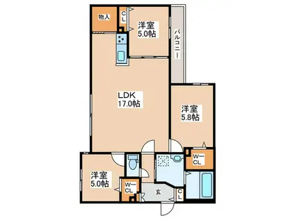 SーRESIDENCE豊平公園ALORIA(3LDK/2階)の間取り写真