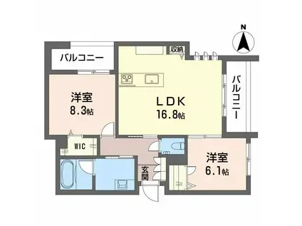 シャーメゾン国府宮駅前(2LDK/2階)の間取り写真