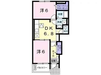 メゾンプラシード I(2DK/1階)の間取り写真
