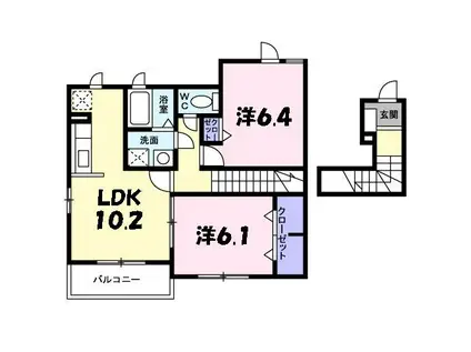 サイドアヴェニュー(2LDK/2階)の間取り写真