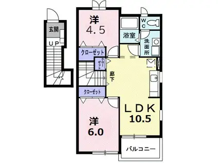 エミネンスB(2LDK/2階)の間取り写真