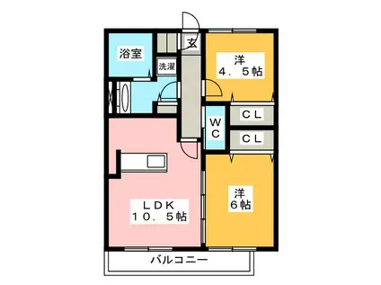 ラ・フェリーチェ(2LDK/1階)の間取り写真