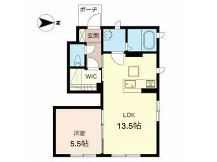 PINEROOTS良福寺A棟(1LDK/1階)の間取り写真