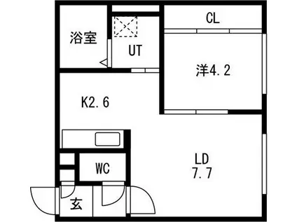 JB千歳II(1LDK/3階)の間取り写真