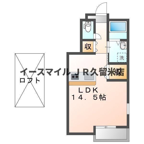 ナトゥラI(ワンルーム/2階)の間取り写真