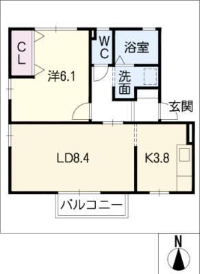 ウィルモア イムレA棟(1LDK/1階)の間取り写真
