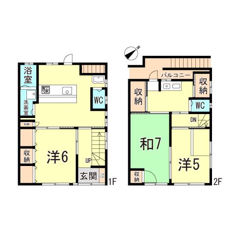 菊水町文化 北棟(3DK/1階)の間取り写真