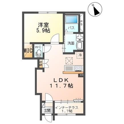 フラッハーニ(1LDK/1階)の間取り写真