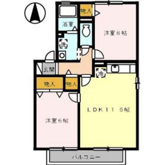 クラウディアB棟(2LDK/1階)の間取り写真