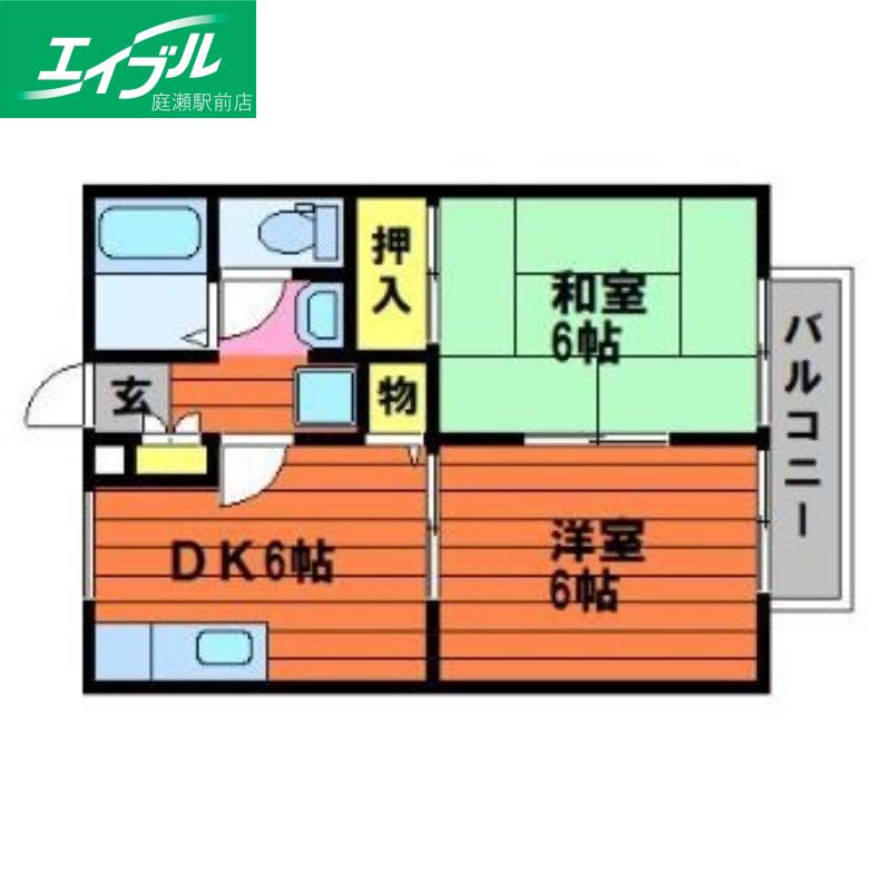 ウォームキャッスル(2DK/2階)の間取り写真