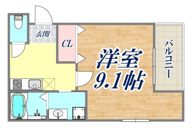 シリンクス.岡本1(1K/2階)の間取り写真
