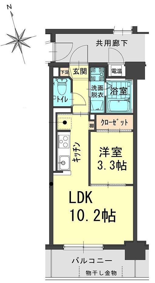 シュトラール医大東(1LDK/6階)の間取り写真