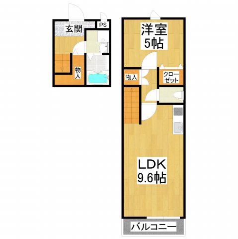 スリーハーブズ狭山II番館(1LDK/2階)の間取り写真