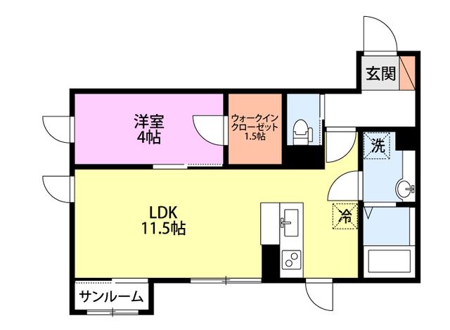 ラフィネ宮内駅前(1LDK/1階)の間取り写真
