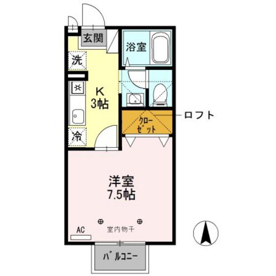 ルーチェ(1K/2階)の間取り写真