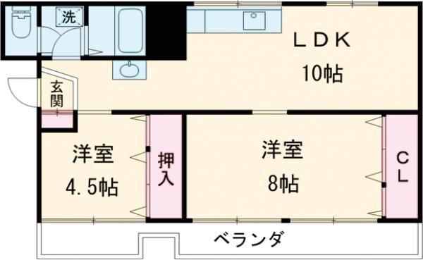 マサカネ栄町ビル(2LDK/2階)の間取り写真