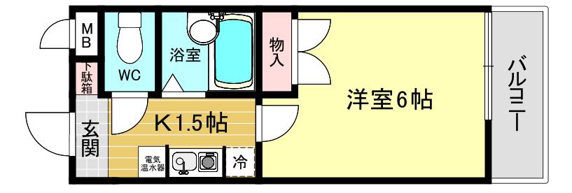 エクレ西宮(1K/2階)の間取り写真