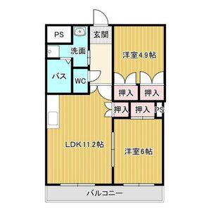 ローズビレッジ(2LDK/1階)の間取り写真