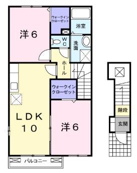 リーベ塩生(2LDK/2階)の間取り写真