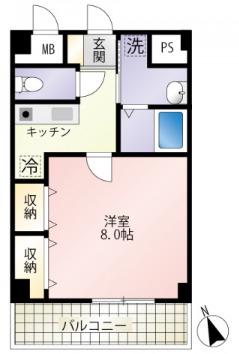 第22友建ビル(1K/3階)の間取り写真