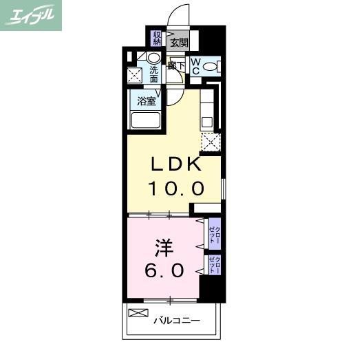 レジデンス柳町(1LDK/3階)の間取り写真