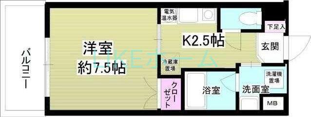 金子ビル(1K/6階)の間取り写真