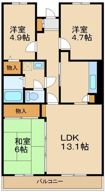 SAZAN PILOTI・つまだ(2SLDK/3階)の間取り写真