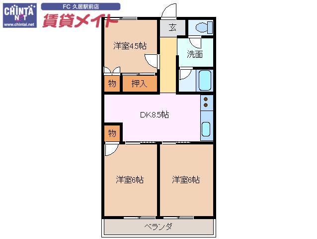 コーポ旭(3DK/2階)の間取り写真