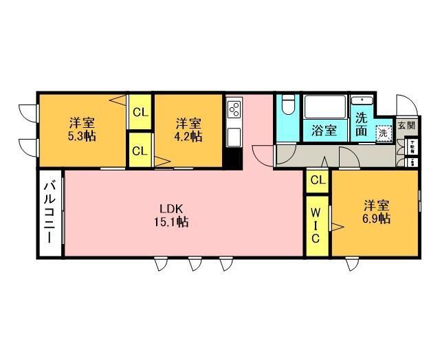 THE BELUGA 世田谷 RESIDENCE(3LDK/3階)の間取り写真