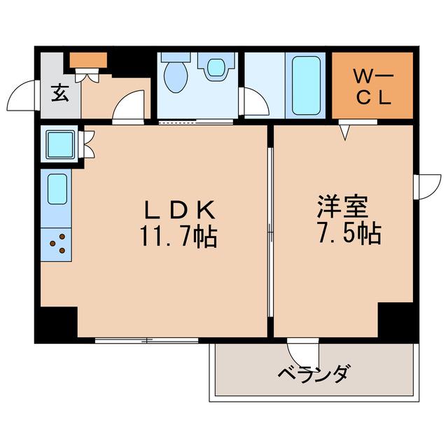 パークフラッツ新栄(1LDK/7階)の間取り写真