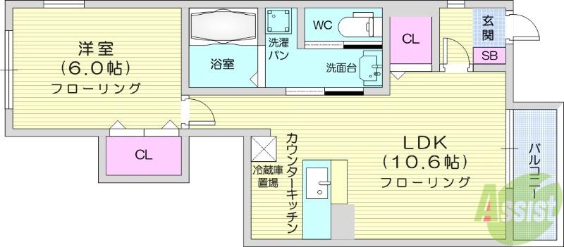 グレース・ガーデンⅡ(1LDK/1階)の間取り写真