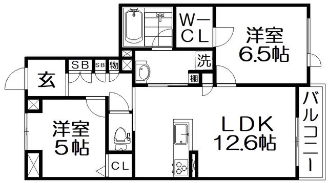 SHAMAISON畷(2LDK/2階)の間取り写真