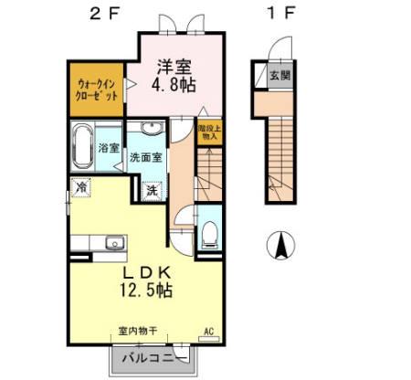 D-ROOM西別所(1LDK/2階)の間取り写真