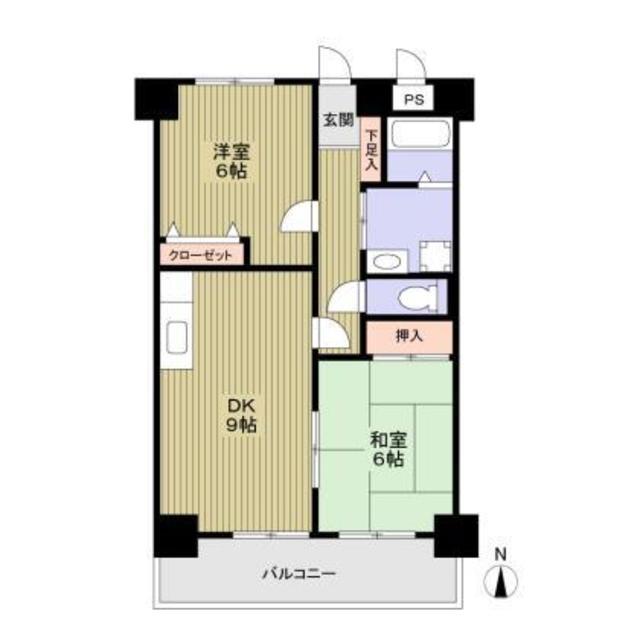 片岡マンションFOUR(2DK/5階)の間取り写真