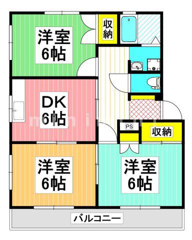 プラティーク月出(3DK/4階)の間取り写真