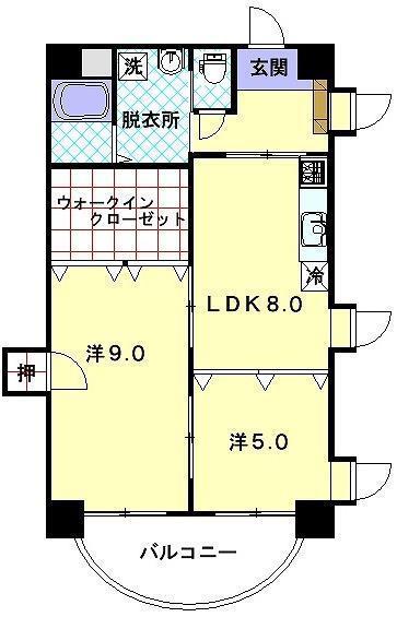 アサヒツインハイツ(2LDK/2階)の間取り写真