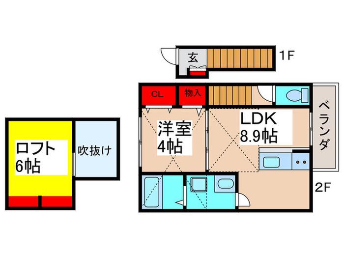フォレストメゾン西船橋ウエスト(1LDK/2階)の間取り写真