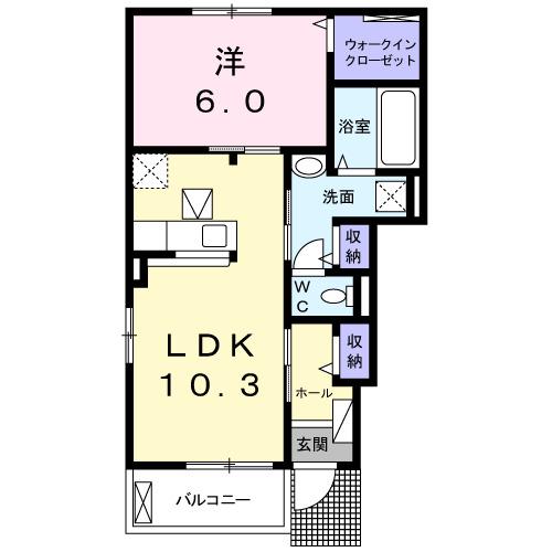 サザン・スターA(1LDK/1階)の間取り写真