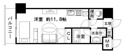 エスティメゾン南堀江(ワンルーム/11階)の間取り写真
