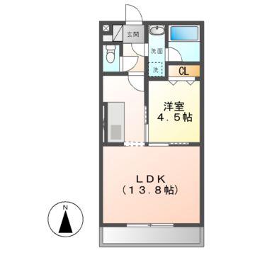 プランドール(1LDK/3階)の間取り写真