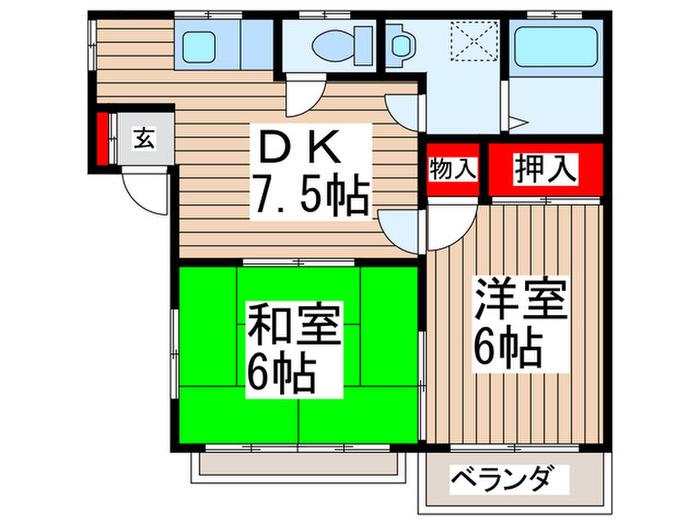 コトブキハイツ(2DK/2階)の間取り写真