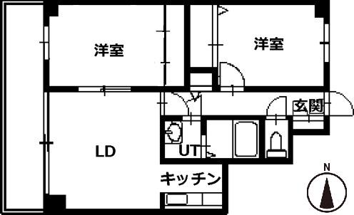 エステイツ南4条(1LDK/2階)の間取り写真