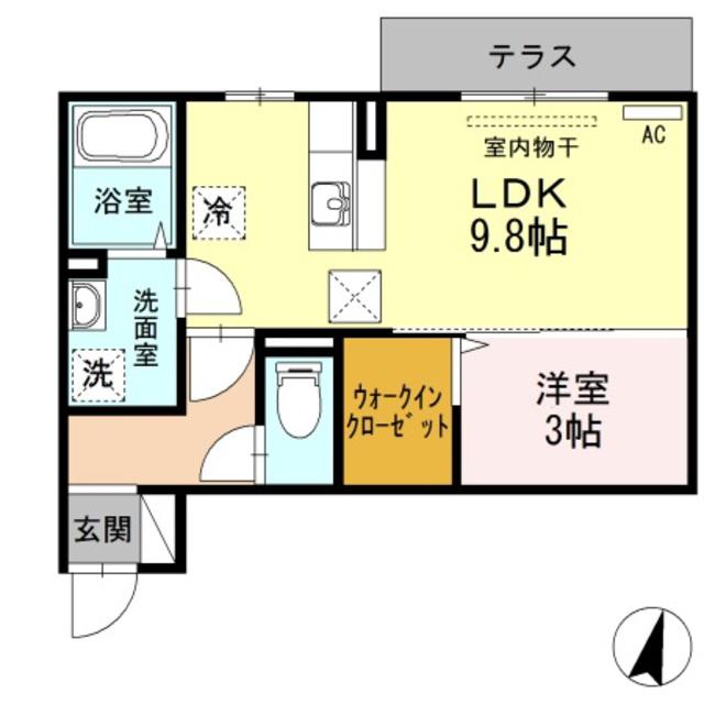 エンゼルパーク(1LDK/1階)の間取り写真