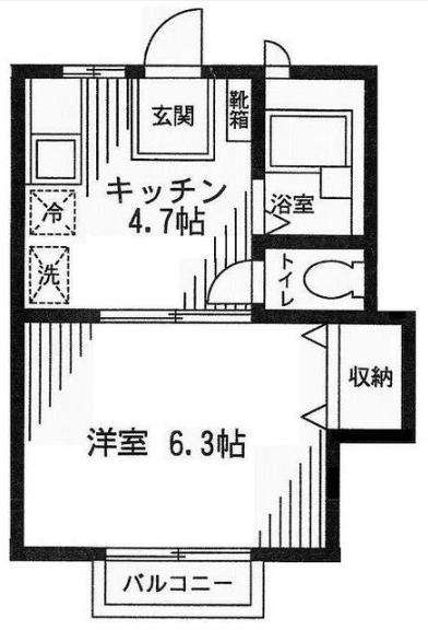アメニティ粕谷(1DK/1階)の間取り写真
