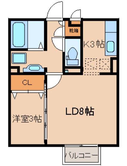 レセンテ百合ヶ丘(1LDK/2階)の間取り写真