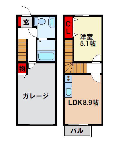 G.ROSSO(1LDK/1階)の間取り写真