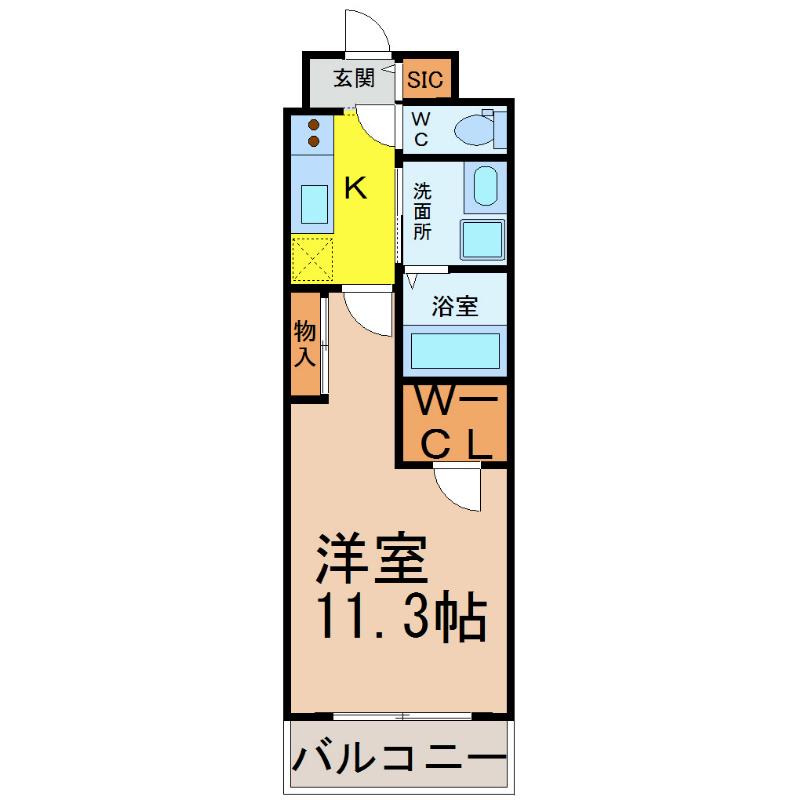 グランドソレイユ名駅(1K/8階)の間取り写真